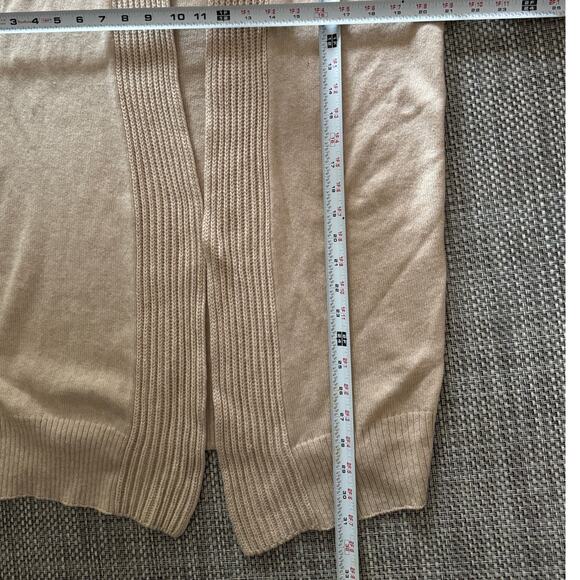VINCE Cashmere/Wool Rib Trim Slouchy Open Front Cardigan Sweater Camel Beige S - Picture 5 of 6
